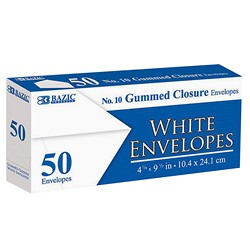 Bazic Products 5047 #10 WH ENVELOPE W/GUMMED CLOSURE 50 PK 1