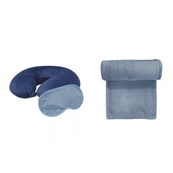 Bon Voyage BVMAC204 3pc Set Navy neck pillow eyemask throw 1