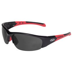 GLOBAL VISION EYEWEAR EXHAUSTSM Exhaust Safety Glasses Black/Red Frames/ Smoke Lens 1