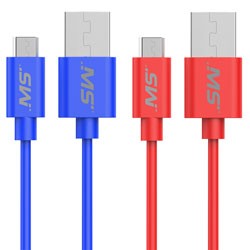 MobileSpec MB06137 4ft. Micro to USB Charge & Sync Cable Assortment Red/Blue 1