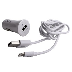 MobileSpec MB20LIGDCSW Car Charging Kit White 1