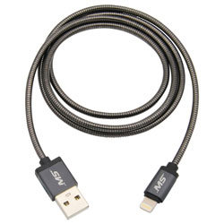 MobileSpec MBS06275 3\' Lightning to USB Charge & Sync Metal Cable Graphite 1