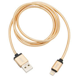 MobileSpec MBS06276 3\' Lightning to USB Charge & Sync Metal Cable Gold 1