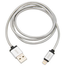 MobileSpec MBS06277 3\' Lightning to USB Charge & Sync Metal Cable Silver 1