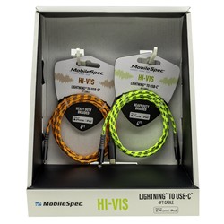 MobileSpec MBSHV44PDQ HiVis 4ft Lghtng to USB-C Cable 12p PDQ 1