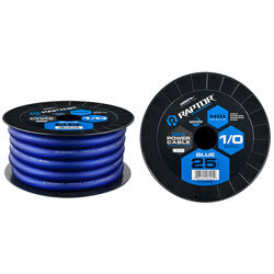 Raptor R4BL025 1/0 AWG CCA Blue 25\' Power Cable Mid-Series 1