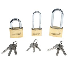 RoadPro RP20LK002 3pc Solid Brass Padlock Set 5ct PDQ 1