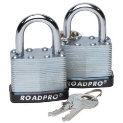 RoadPro RPLS-40/2 40mm Laminated Steel Padlock with Bumper Guard - 1 Shackle 2-Pack 1