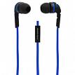 MobileSpec MBS10113 Stereo Earbuds with Flat Cord & In-Line Mic Blue/Black