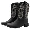 Searchers SC200917BKL Searchers SC200917BKL Black Cowboy Boots for Men Square Toe Embroidered Western Boot - Large