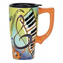 Spoontiques 11859 16oz. Ceramic Travel Mug Music 1